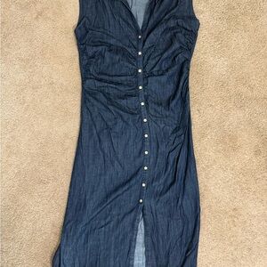 S’Edge Sleeveless Denim Button-Down Dress